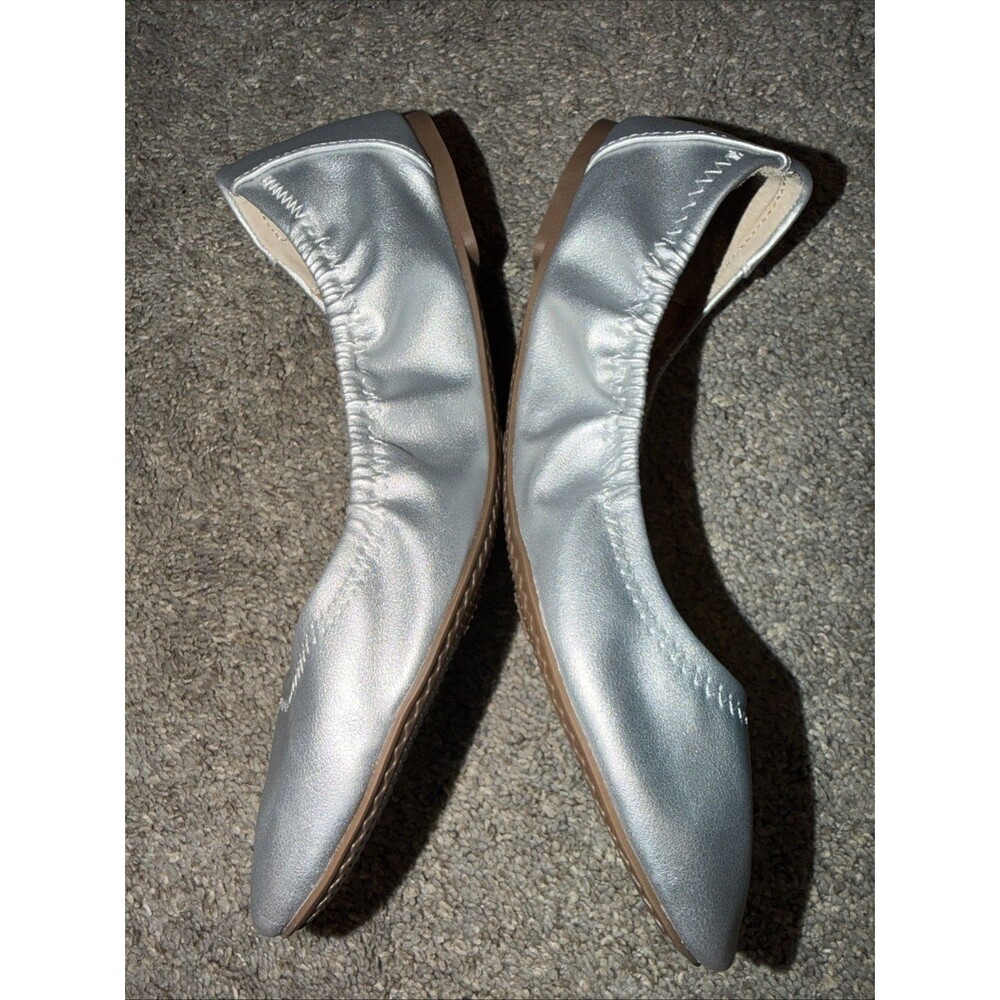 Y2K Scrunch Ballet Shoes Metallic Memory Foam Flats Women's Ruched Trim Sz 9W - Picture 2 of 7